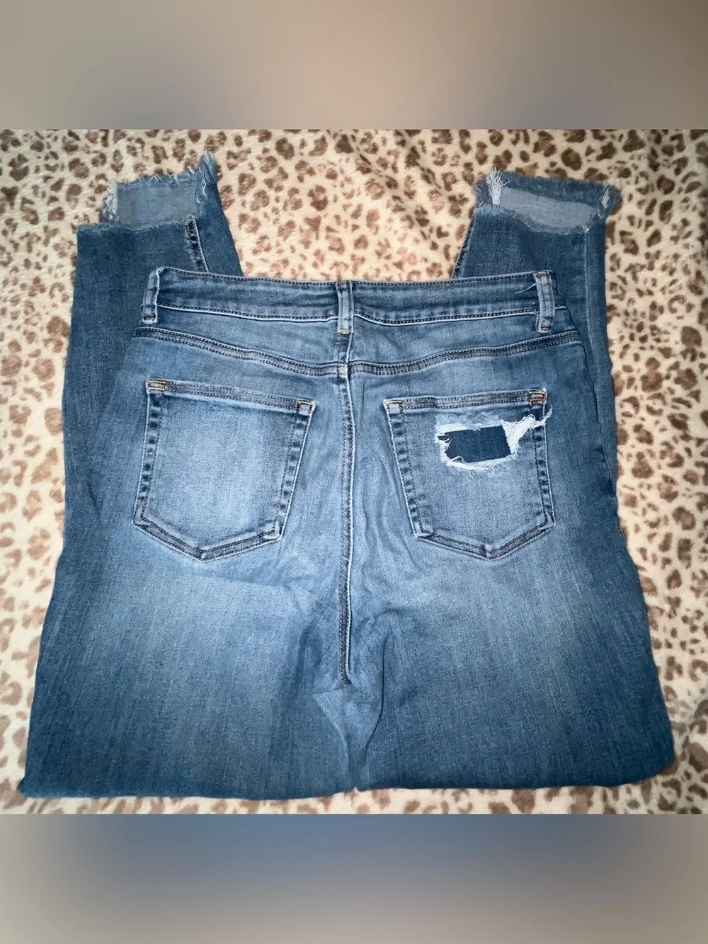 Maurices Distressed Mid-Blue High-Rise Skinny Jeans with Multi Button-Fly